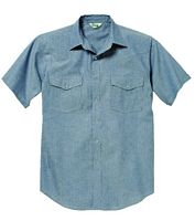 STOCK # 5007.45 KEY, BLUE CHAMBRAY WESTERN SHIRT, SHORT SLEEVE, REGULAR LENGTH, SIZES S-2XL