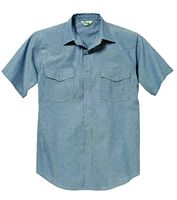 STOCK # 5007.45 KEY, BLUE CHAMBRAY WESTERN SHIRT, SHORT SLEEVE, REGULAR LENGTH, SIZES S-2XL