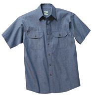 STOCK # 507.45 KEY, BLUE CHAMBRAY WORK SHIRT, SHORT SLEEVE, REGULAR LENGTH, SIZES S-2XL